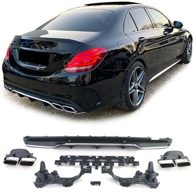 Diffuseur arrière Mercedes Classe C W205 type AMG - détail du montage 2 - Becquet Voiture