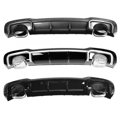 Diffuseur Arriere Style RS3 8V Embouts Carbone Chrome - vue arrière - Becquet Voiture