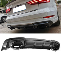 Diffuseur Arriere Style RS3 8V Embouts Carbone Chrome - vue rapprochée - Becquet Voiture