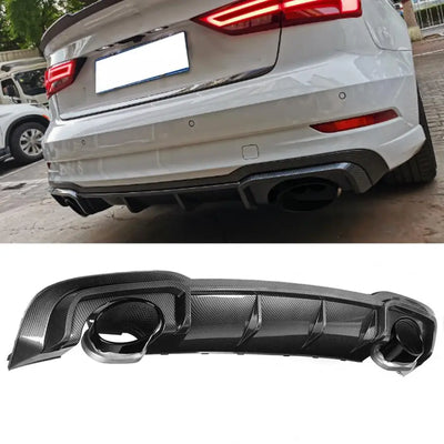 Diffuseur Arriere Style RS3 8V Embouts Carbone Chrome - vue rapprochée - Becquet Voiture