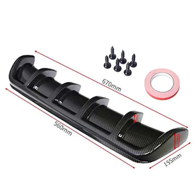 Diffuseur Arrière Universel Aileron Requin 6 Ailes - vue arrière - Becquet Voiture