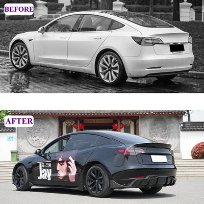 Diffuseur Becquet Pare-Chocs Arrière Tesla Model 3 2017-2023 - installé sur véhicule - Becquet Voiture