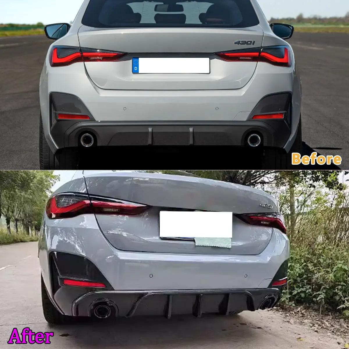 Diffuseur de Pare-Chocs Arrière BMW Série 4 G26 M 2021+ - vue de face - Becquet Voiture