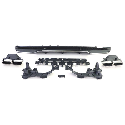 Diffuseur Et Sorties Échappement Look 63 AMG Mercedes Classe C - vue de trois-quarts 2 - Becquet Voiture