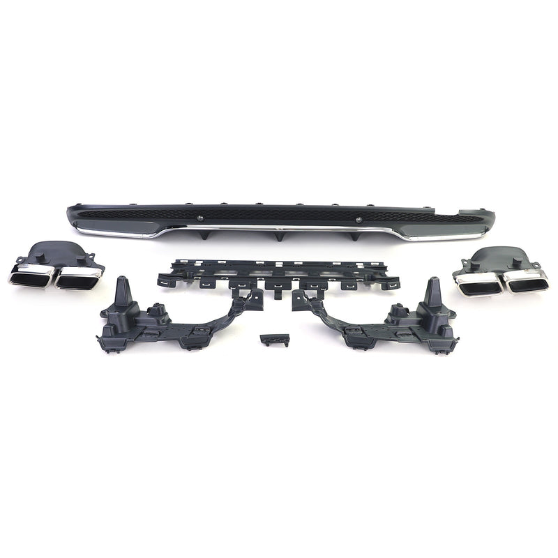 Diffuseur Et Sorties Échappement Look 63 AMG Mercedes Classe C - vue de trois-quarts 2 - Becquet Voiture