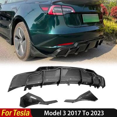 Diffuseur Lèvre Pare-Chocs Arrière Tesla Model 3 2017-2023 - vue de face - Becquet Voiture