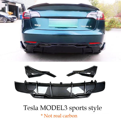 Diffuseur Lèvre Pare-Chocs Arrière Tesla Model 3 2017-2023 - vue rapprochée - Becquet Voiture