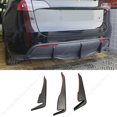 Diffuseur Pare-Chocs Arrière Noir Mat Tesla Model Y 2018-2024 - vue de face - Becquet Voiture