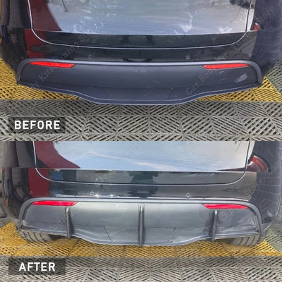 Diffuseur Pare-Chocs Arrière Noir Mat Tesla Model Y 2018-2024 - vue de profil - Becquet Voiture