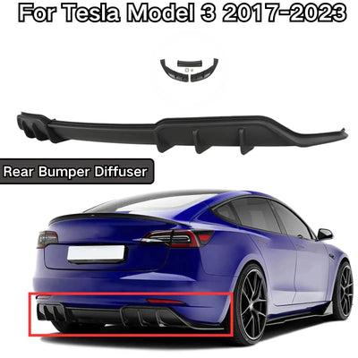 Diffuseur Pare-Chocs Arrière Tesla Model 3 2017-2023 - vue de face - Becquet Voiture