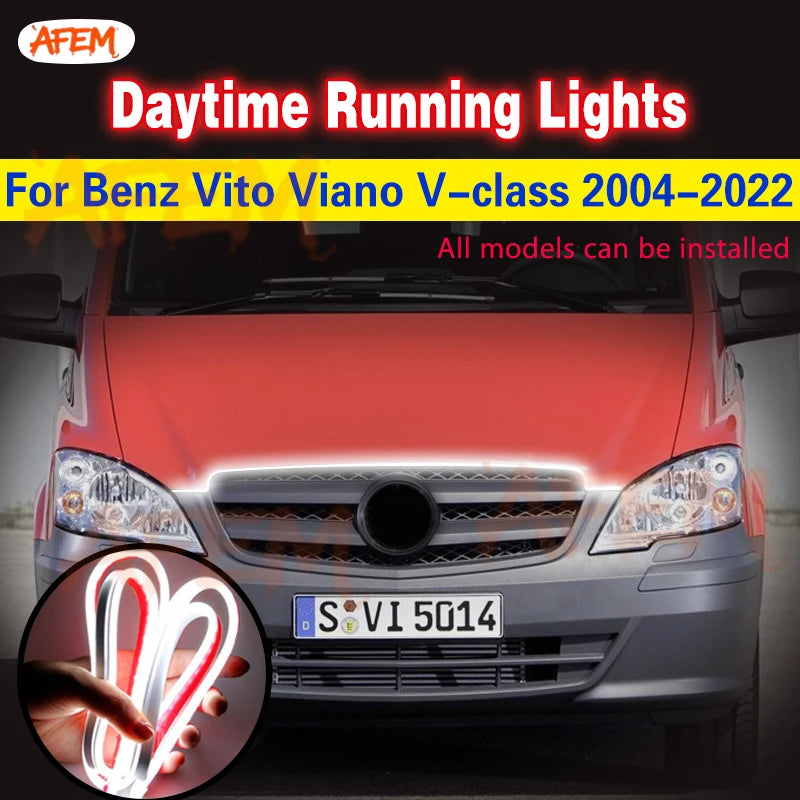DRL LED Mercedes Vito Viano Classe V 2004-2022 Éclairage Jour - vue de face - Becquet Voiture