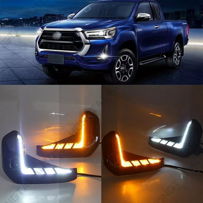 DRL LED Toyota Hilux Revo Clignotants Blancs Jaunes - vue arrière - Becquet Voiture