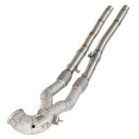 Echappement Downpipe Audi RS3 Inox Decata - vue de trois-quarts - Becquet Voiture