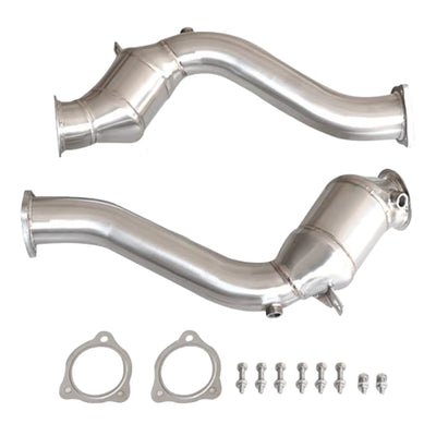 Echappement Downpipe Porsche Cayenne 3.6T Inox - vue de profil - Becquet Voiture