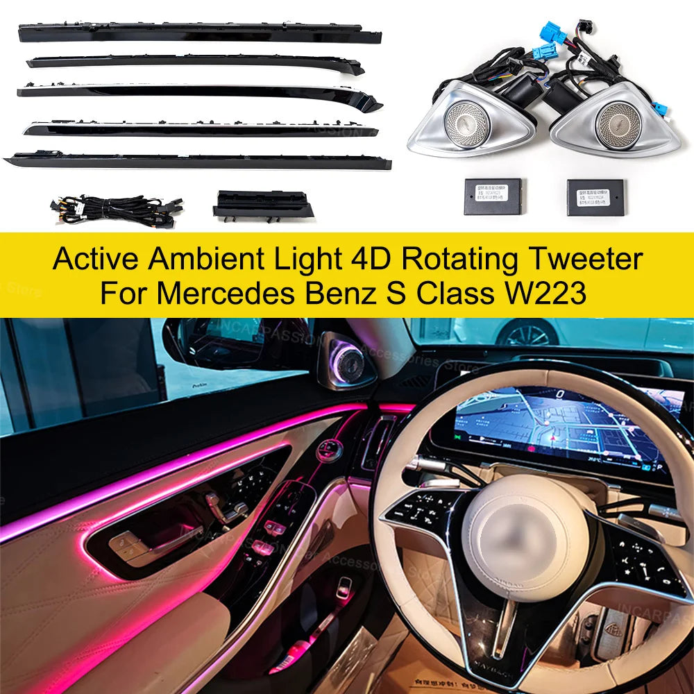 Éclairage d'Ambiance LED Mercedes Classe S W223 - vue de face - Becquet Voiture