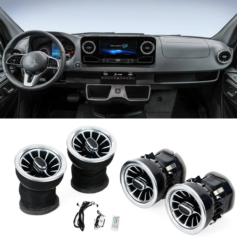 Éclairage d'Ambiance LED Mercedes Sprinter Garniture Aérateur - vue de face - Becquet Voiture