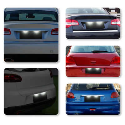 Éclairage de Plaque LED Peugeot 206 207 Citroën C3 C4 - vue de trois-quarts - Becquet Voiture