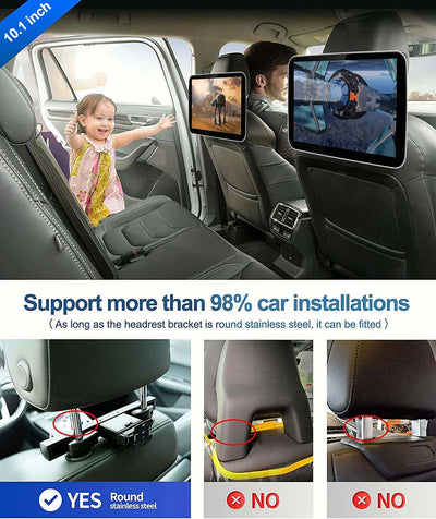 Écran Appui-Tête Android IPS CarPlay WiFi Bluetooth - détail du montage 2 - Becquet Voiture