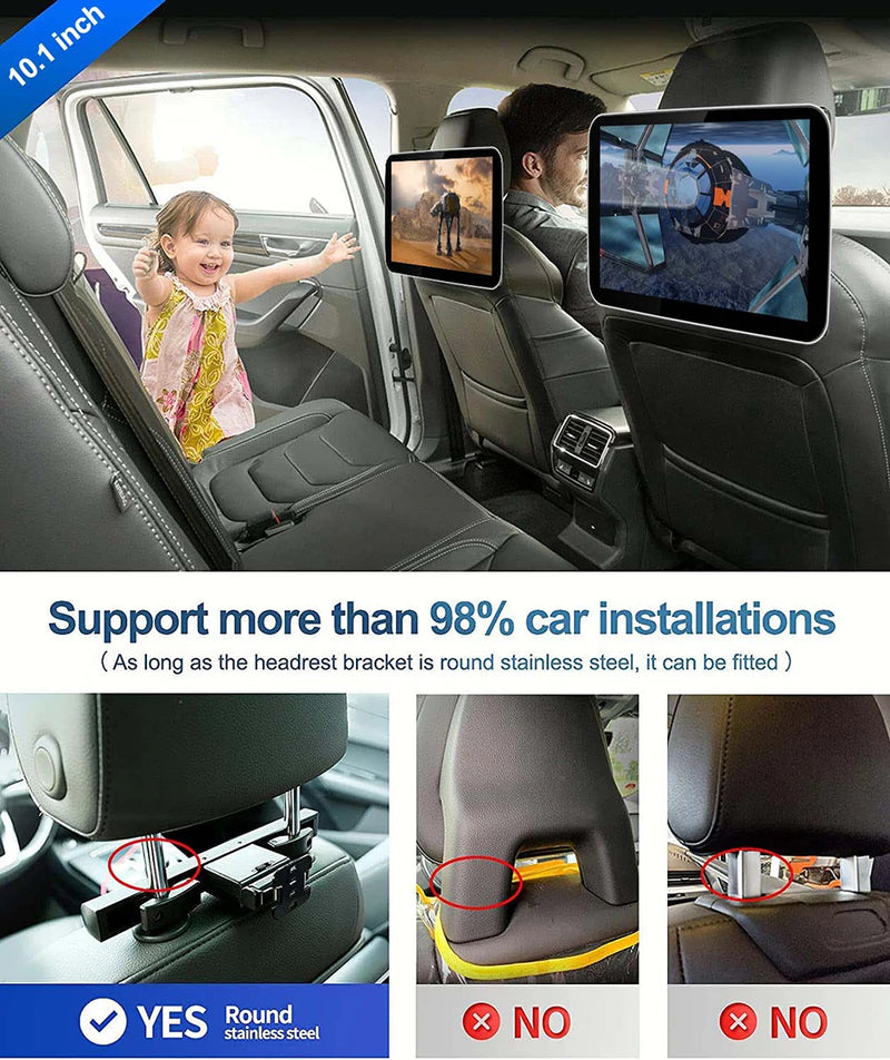 Écran Appui-Tête Android IPS CarPlay WiFi Bluetooth - détail du montage 2 - Becquet Voiture