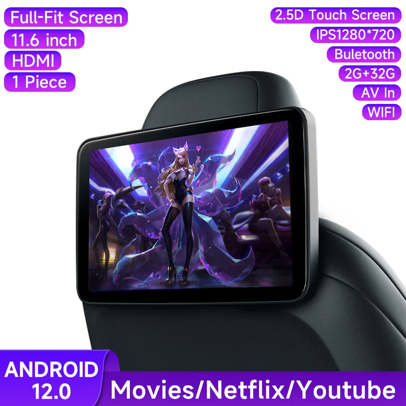 Écran Appui-Tête Android IPS CarPlay WiFi Bluetooth - détail du montage 3 - Becquet Voiture