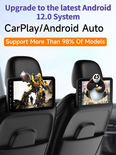 Écran Appui-Tête Android IPS CarPlay WiFi Bluetooth - détail du montage - Becquet Voiture