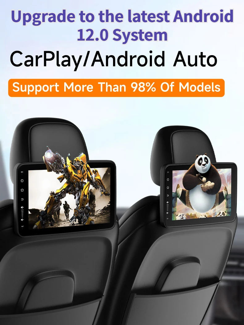 Écran Appui-Tête Android IPS CarPlay WiFi Bluetooth - détail du montage - Becquet Voiture