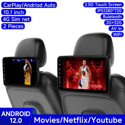 Écran Appui-Tête Android IPS CarPlay WiFi Bluetooth - en situation 3 - Becquet Voiture