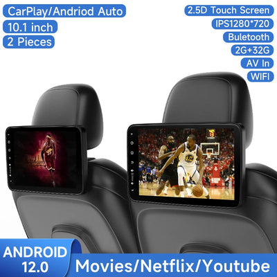 Écran Appui-Tête Android IPS CarPlay WiFi Bluetooth - packshot studio 3 - Becquet Voiture