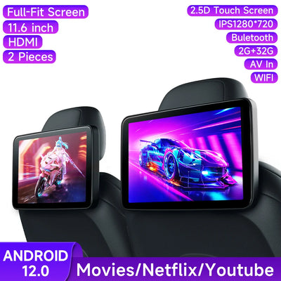 Écran Appui-Tête Android IPS CarPlay WiFi Bluetooth - vue de dessus 3 - Becquet Voiture