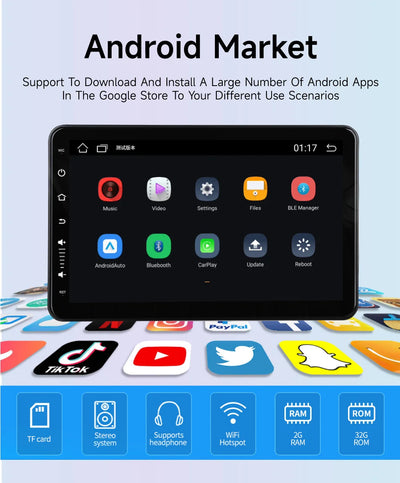 Écran Appui-Tête Android IPS CarPlay WiFi Bluetooth - vue de face 2 - Becquet Voiture
