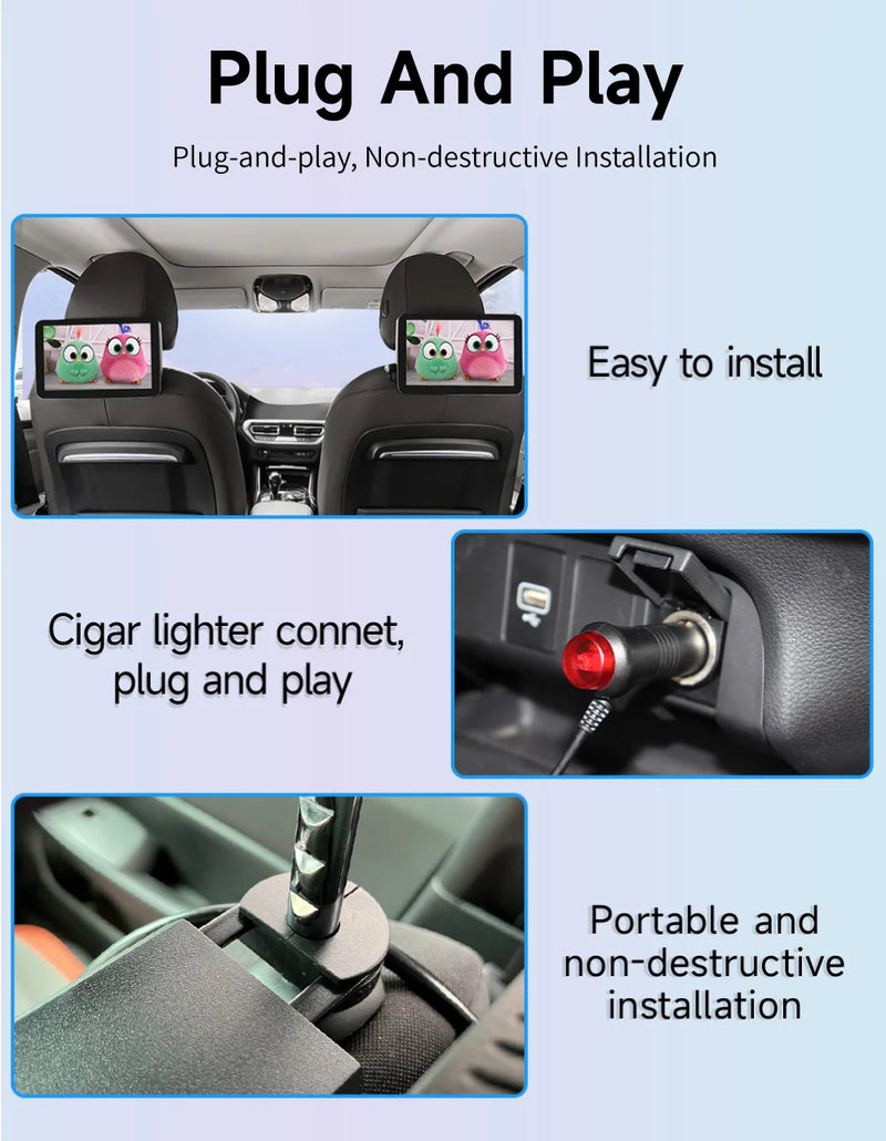 Écran Appui-Tête Android IPS CarPlay WiFi Bluetooth - vue rapprochée 2 - Becquet Voiture