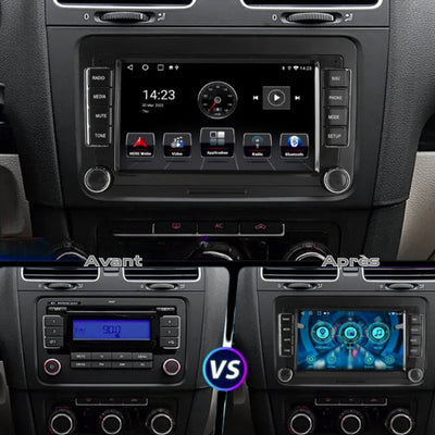 Ecran Autoradio Android CarPlay VW Golf 5 6 Polo - packshot studio - Becquet Voiture