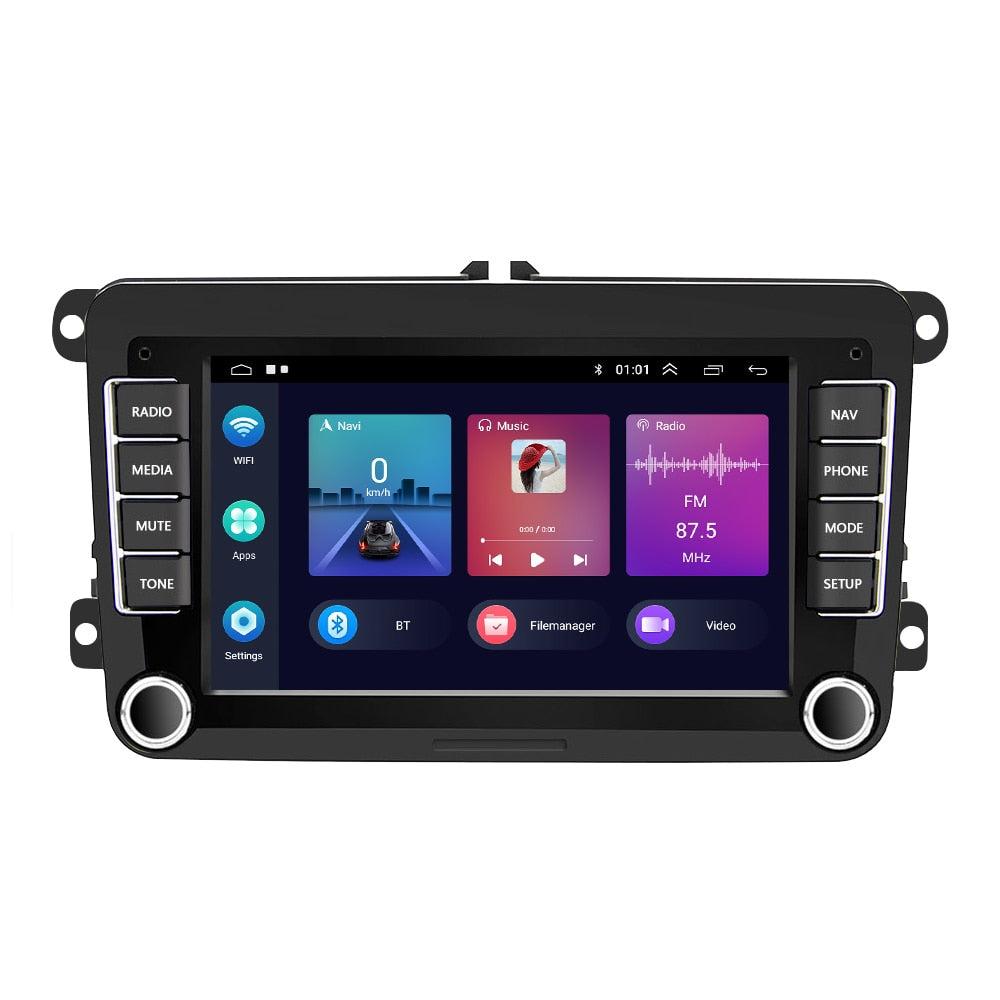 Ecran Autoradio Android CarPlay VW Golf 5 6 Polo - vue de face - Becquet Voiture