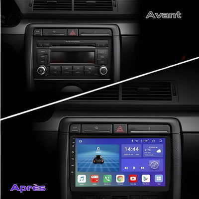 Ecran Autoradio Carplay Audi A4 B6 B7 9 Pouces - vue de trois-quarts - Becquet Voiture
