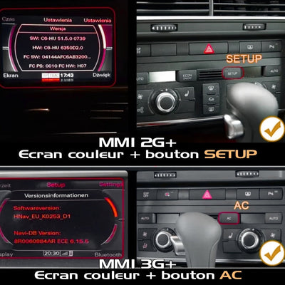 Ecran Autoradio Carplay Audi A6 C6 MMI 2G 3G - vue de trois-quarts - Becquet Voiture