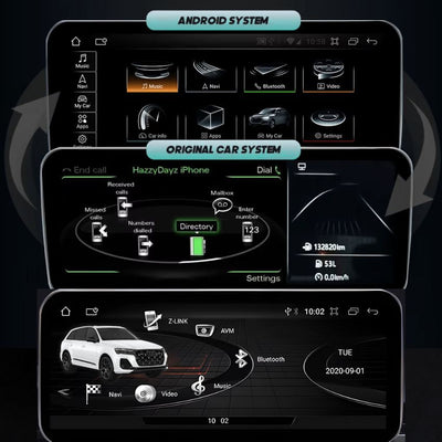 Ecran Autoradio Carplay Audi Q7 4L MMI 2G 3G - vue de trois-quarts - Becquet Voiture