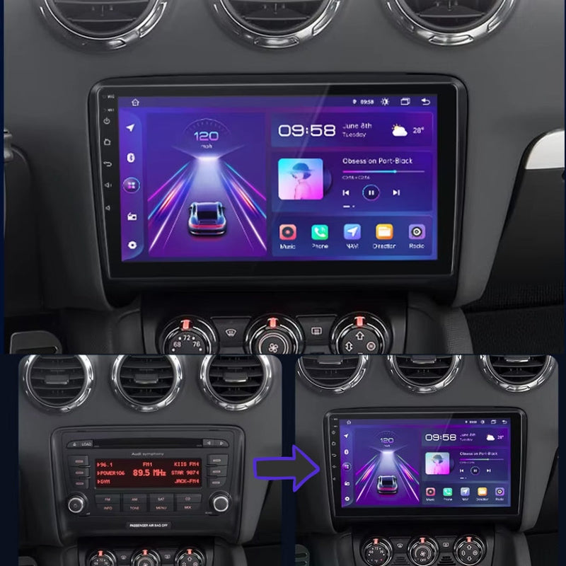 7-Zoll-CarPlay-Autoradio-Bildschirm für Audi TT MK2 - Rückansicht - Becquet Voiture