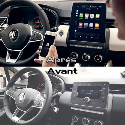 Ecran Autoradio Carplay Renault Clio 5 9.7 - vue de trois-quarts - Becquet Voiture