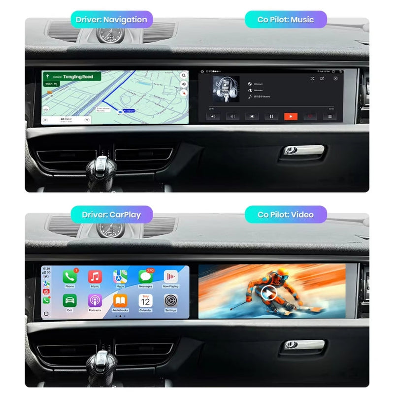 Ecran Carplay Double Porsche Macan 2GB 32GB - packshot studio - Becquet Voiture