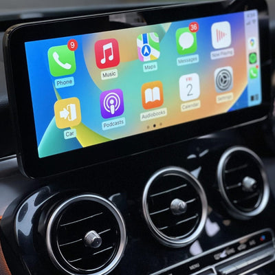 Ecran Carplay Mercedes Classe C W205 GLC 10.25 - vue de trois-quarts - Becquet Voiture