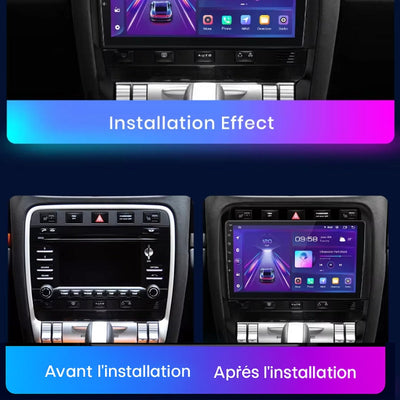 Ecran Carplay Porsche Cayenne 1 2002-2010 - vue de trois-quarts - Becquet Voiture