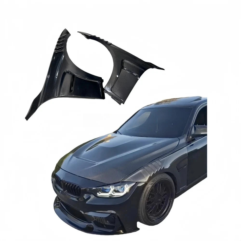 Élargisseurs d'Ailes Carbone BMW Série 3 F30 2013-2019 - vue de face - Becquet Voiture