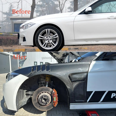 Élargisseurs d'Ailes Carbone BMW Série 3 F30 2013-2019 - vue de profil - Becquet Voiture