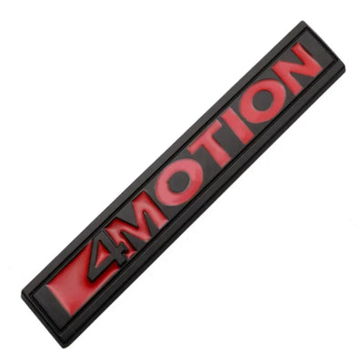 Emblème 4Motion VW Arrière 11cm Chrome Noir Rouge - packshot studio - Becquet Voiture