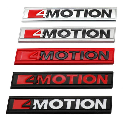 Emblème 4Motion VW Arrière 11cm Chrome Noir Rouge - vue de face - Becquet Voiture