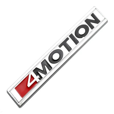 Emblème 4Motion VW Arrière 11cm Chrome Noir Rouge - vue rapprochée - Becquet Voiture