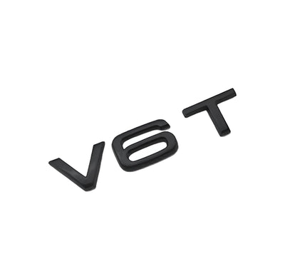 Emblème aile V6T Audi noir brillant - vue de face - Becquet Voiture