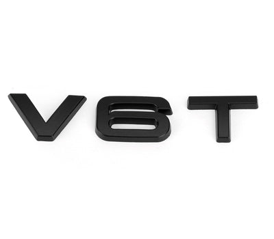 Emblème aile V6T Audi noir brillant - vue de profil - Becquet Voiture