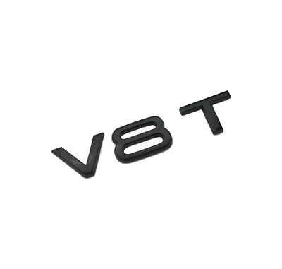 Emblème aile V8T Audi noir brillant - vue de face - Becquet Voiture