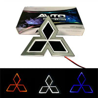 Emblème Arrière LED Mitsubishi — Logo Lumineux Rouge Bleu Blanc - vue de face - Becquet Voiture